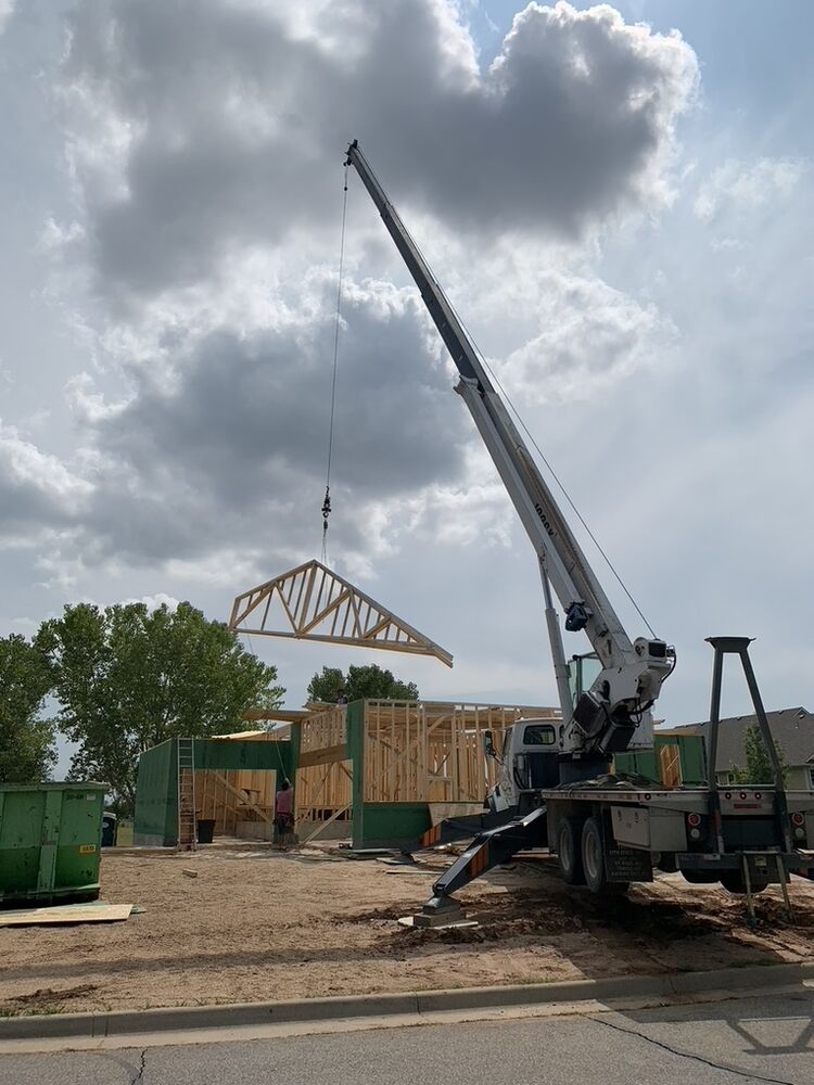 New Tallgrass build, crane setting roof trusses