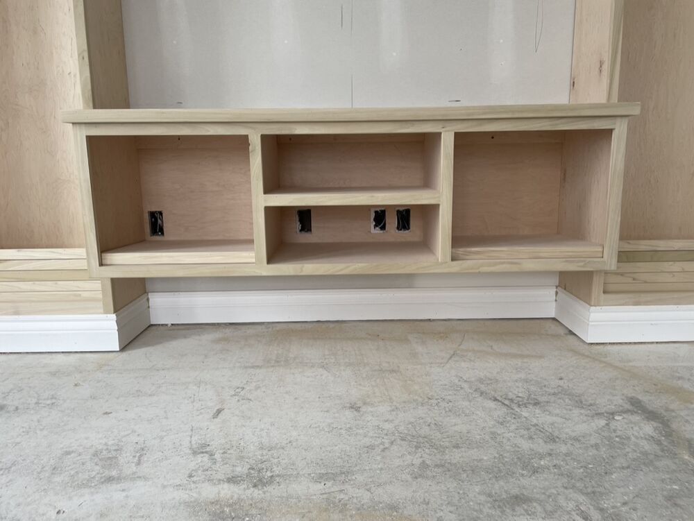 New Tallgrass build, custom built-in media shelving in progress